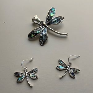 Dragonfly pendant with matching earrings